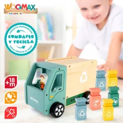 Camión De Basura Madera 11 Camión De Basura Madera -Niños Juguetes Tienda woomax camion de basura madera 3