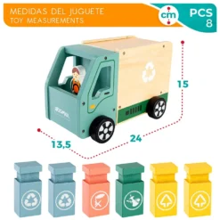 Camión De Basura Madera 12 Camión De Basura Madera -Niños Juguetes Tienda woomax camion de basura madera 4